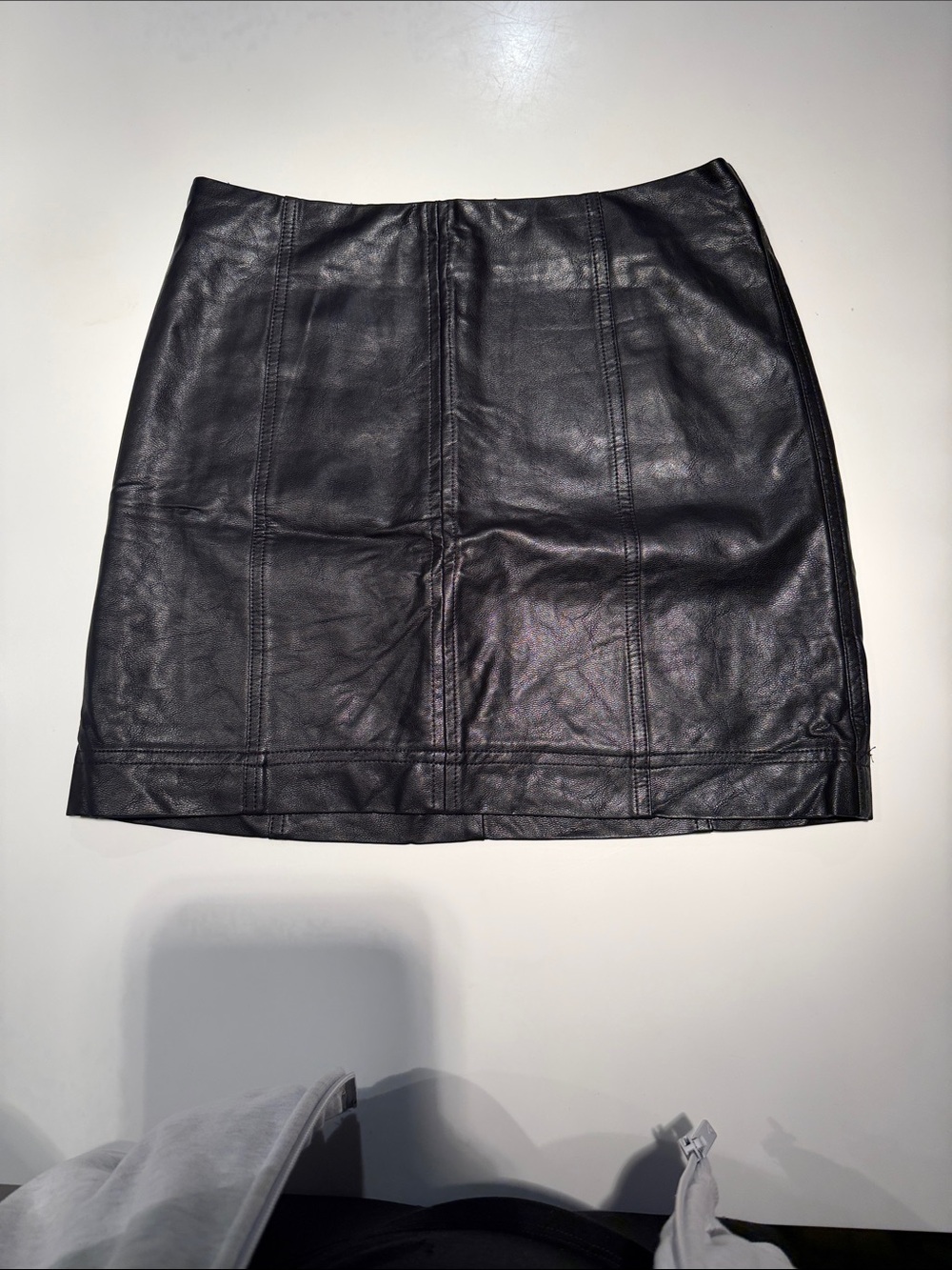 She + Sky Black Faux Leather Panel Mini Skirt